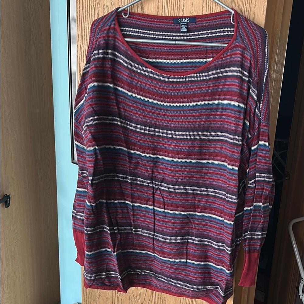 Chaps Women's Striped Red Top